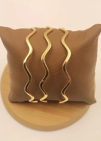 Çelik gold 3lü zigzag ajda bileklik