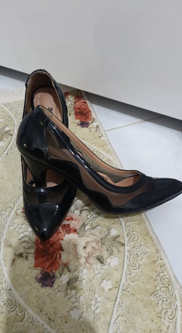 Parlak Siyah Stiletto Kadın Topuklu Ayakkabı topuk boyu 9cm - Görsel 2
