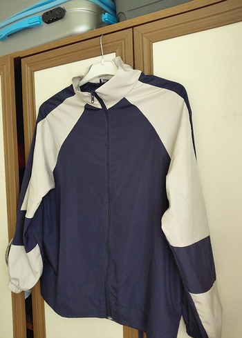 Mavi Gri Fermuarlı ceket yagmurluk - Görsel 2