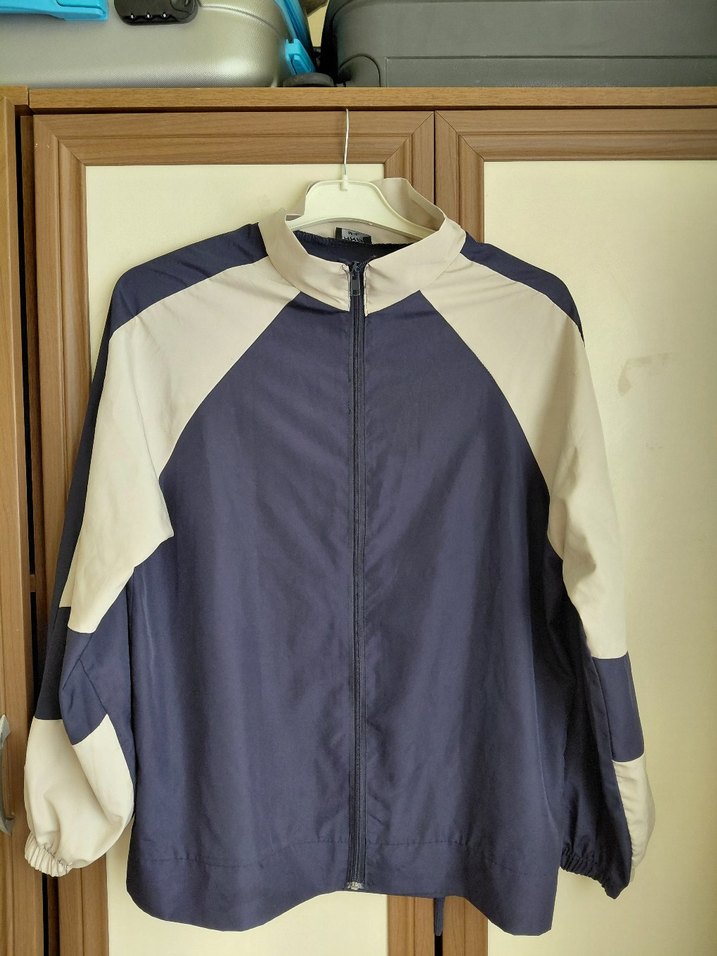 Mavi Gri Fermuarlı ceket yagmurluk - Görsel 3