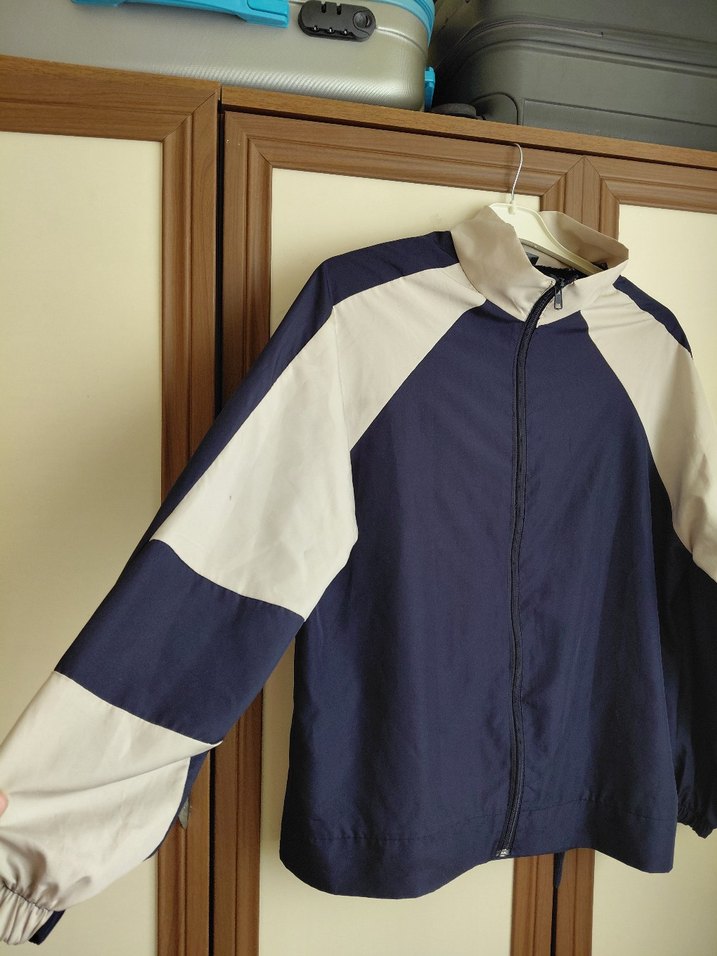 Mavi Gri Fermuarlı ceket yagmurluk - Görsel 4