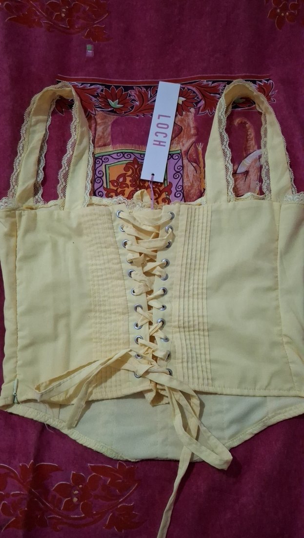 Sarı Dantel Detaylı Straplez Büstiyer - Görsel 3