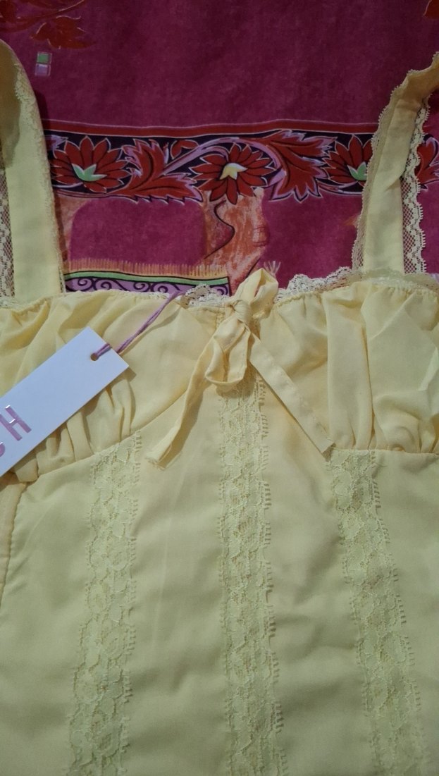 Sarı Dantel Detaylı Straplez Büstiyer - Görsel 2