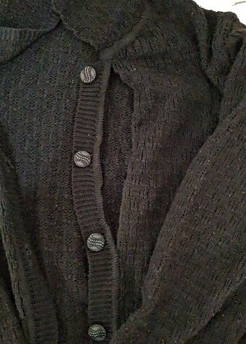 Düğmeli Gri Örgü Hamile Hırka - Görsel 2