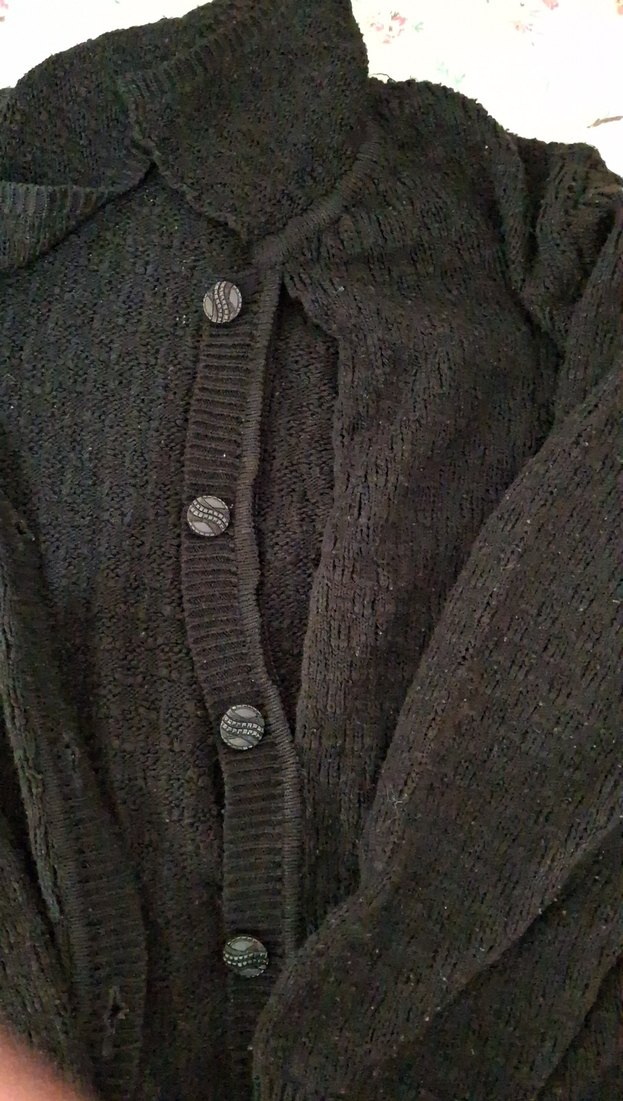 Düğmeli Gri Örgü Hamile Hırka - Görsel 2