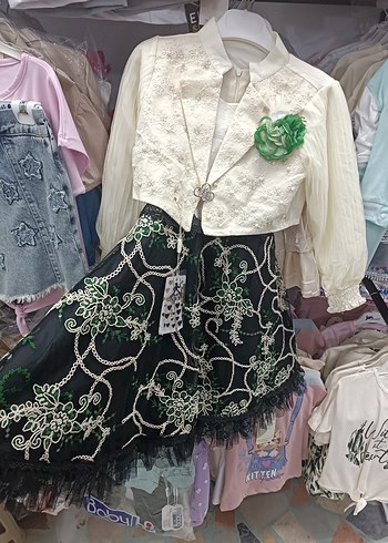 Diger Kız Çocuk Nakışlı Beyaz Elbise - Görsel 15