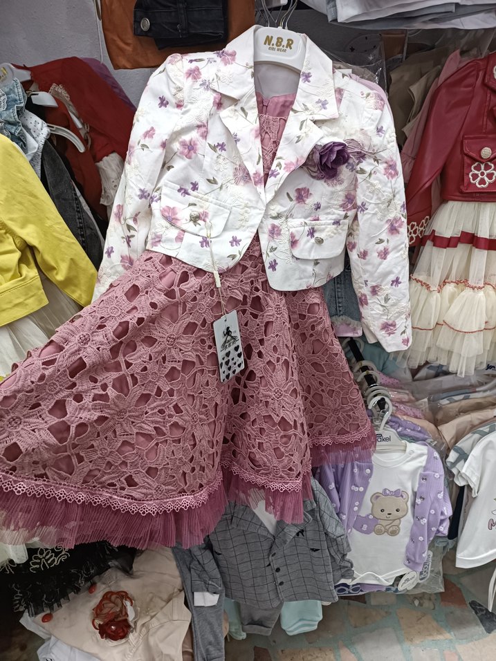 Diger Kız Çocuk Nakışlı Beyaz Elbise - Görsel 3