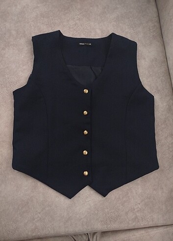 40 Beden Defacto Lacivert Blazer Yelek