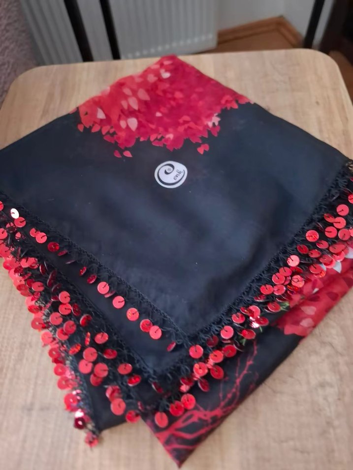 Boncuk İşlemeli Çok Renkli Bohem Kadın Şal - Görsel 2