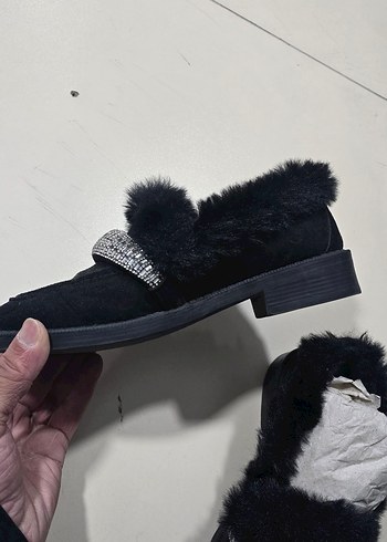 Siyah Kürklü Yüksek Topuklu Kadın Terlik - Görsel 3