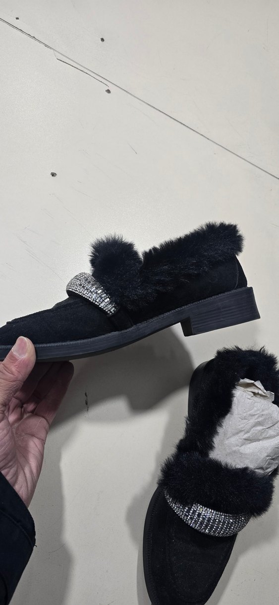 Siyah Kürklü Yüksek Topuklu Kadın Terlik - Görsel 3