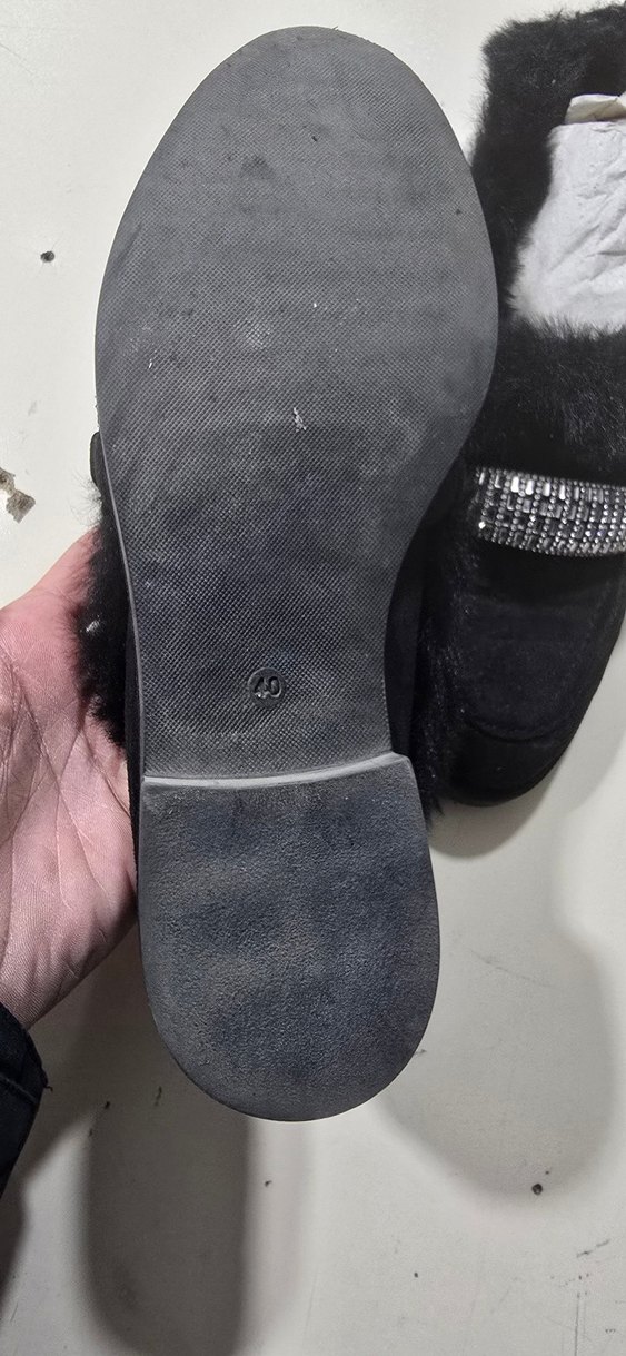 Siyah Kürklü Yüksek Topuklu Kadın Terlik - Görsel 2