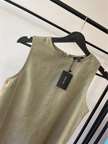 Massimo Dutti Keten Haki Elbise
