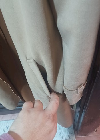 Bej Süet Uzun Kadın Trençkot - Görsel 2