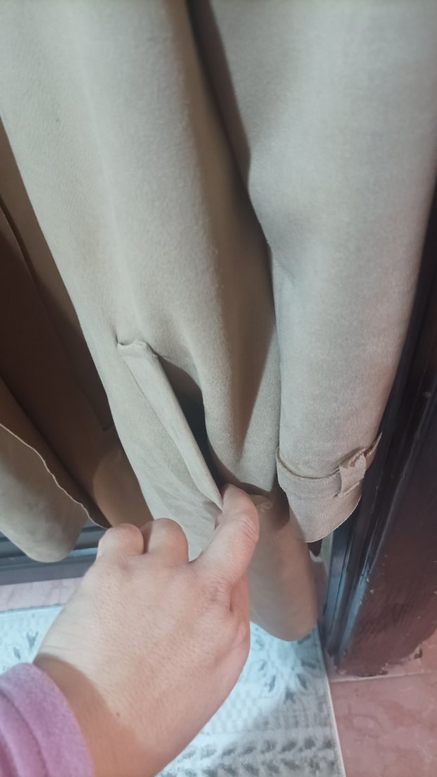 Bej Süet Uzun Kadın Trençkot - Görsel 2