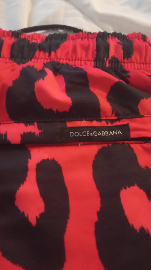 Dolce Gabbana,Kırmızı Leopar Desenli Erkek Yüzme Şortu - Görsel 3