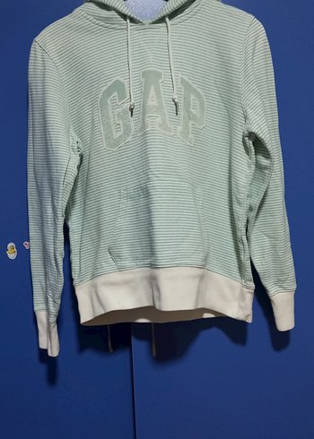 orijinal Gap Kadın yeşil Çizgili Kapüşonlu Sweatshirt