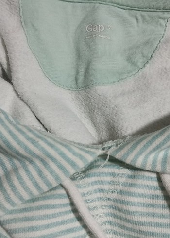 orijinal Gap Kadın yeşil Çizgili Kapüşonlu Sweatshirt - Görsel 5