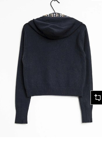 ZARA_Kadın Lacivert Örgü Kapüşonlu Triko - Görsel 2