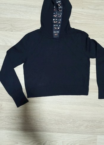 ZARA_Kadın Lacivert Örgü Kapüşonlu Triko - Görsel 7