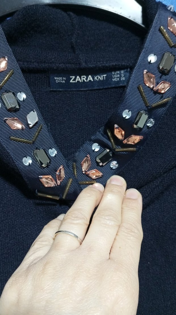 ZARA_Kadın Lacivert Örgü Kapüşonlu Triko - Görsel 4