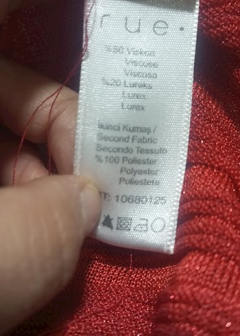 Kırmızı V Yaka Uzun Şık Örme Elbise - Görsel 7