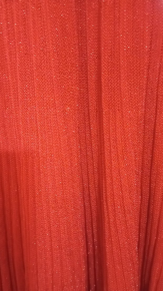 Kırmızı V Yaka Uzun Şık Örme Elbise - Görsel 4