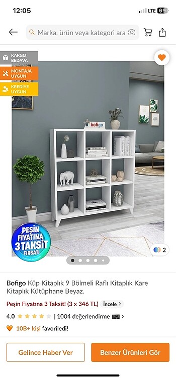 Trendyoldan alınmış modern kitaplık.