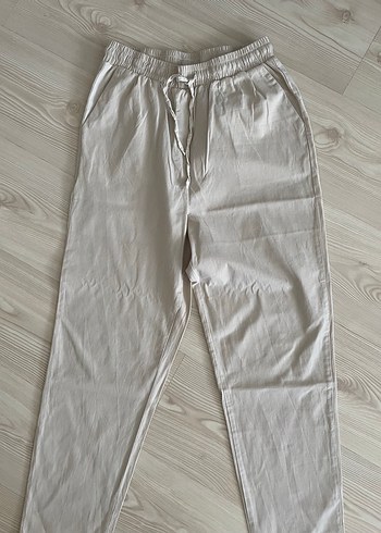 Bej Kadın Keten Pantolon