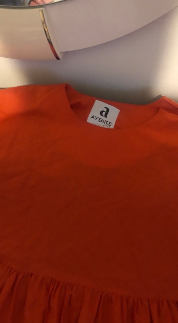 Kız Çocuk Turuncu Salaş Fırfırlı Tişört - Görsel 2