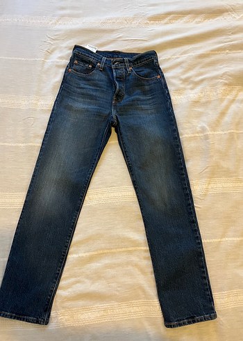 Levis Koyu Mavi 501 Crop Denim Jean