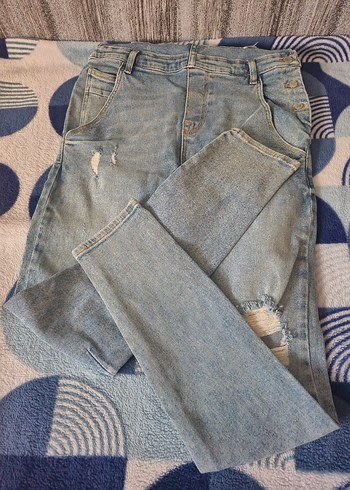 Kadın Mavi Denim Askılı Tulum - Görsel 5