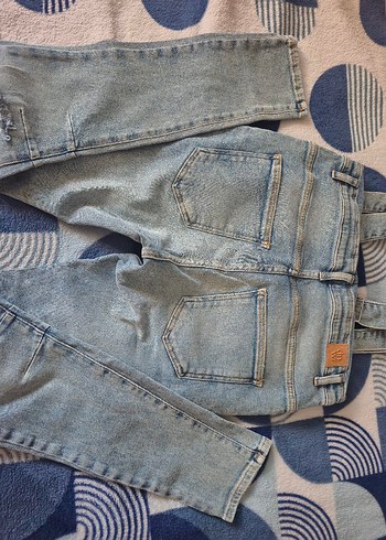 Kadın Mavi Denim Askılı Tulum - Görsel 4