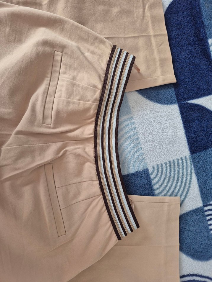 Bej Kadın Midi Kumaş Pantolon - Görsel 2