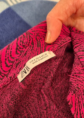 Fuşya Rengi Desenli Uzun Kollu Mini Gömlek - Görsel 2