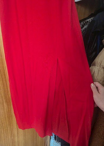 Kırmızı Bisiklet Yaka yazlık kumaş elbise - Görsel 4