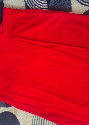 Kırmızı Bisiklet Yaka yazlık kumaş elbise - Görsel 2