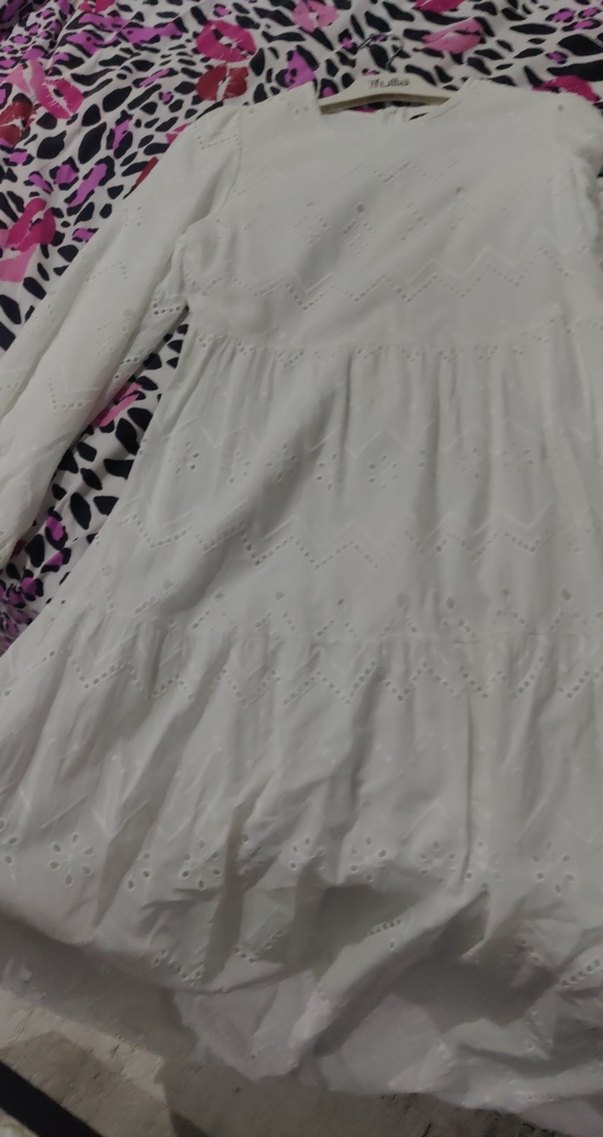 Beyaz Uzun elbise - Görsel 3