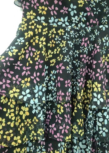 Bohem V Yaka Çiçekli kısa Elbise - Görsel 6