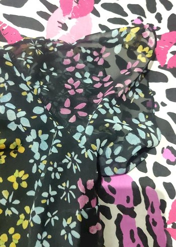 Bohem V Yaka Çiçekli kısa Elbise - Görsel 5