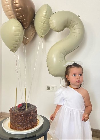 18-24 Ay Beden Tek kol tül abiye elbise