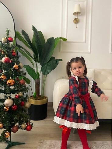 24-36 Ay Beden kırmızı Renk Çocuk elbise