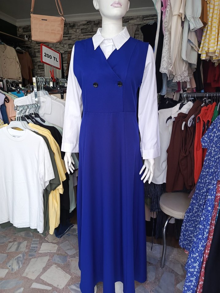 mavi Uzun Kadın Elbise
Beyaz gömlek - Görsel 5