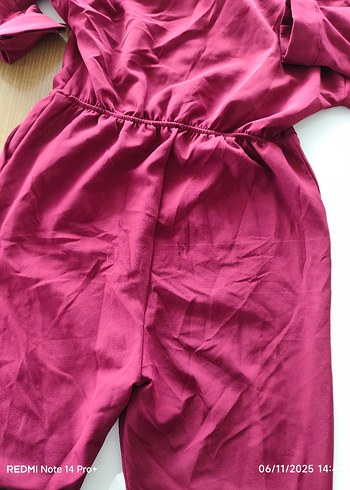 Bordo cıt cıtlı Uzun Kadın Tulum
üründe hafif kumaş defosu var - Görsel 12
