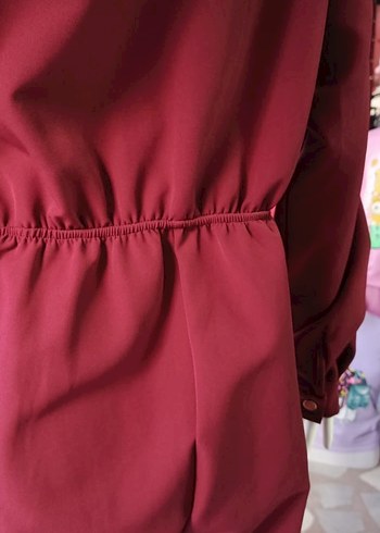 Bordo cıt cıtlı Uzun Kadın Tulum
üründe hafif kumaş defosu var - Görsel 4