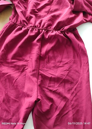 Bordo cıt cıtlı Uzun Kadın Tulum
üründe hafif kumaş defosu var - Görsel 11