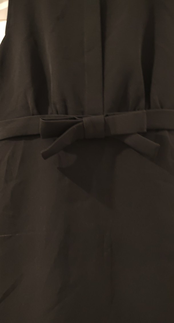 Siyah Midi Kolsuz bisiklet Yaka Kemerli Elbise - Görsel 3