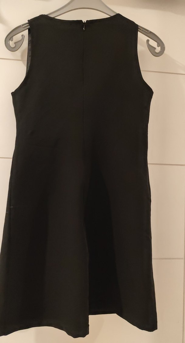 Siyah Midi Kolsuz bisiklet Yaka Kemerli Elbise - Görsel 5