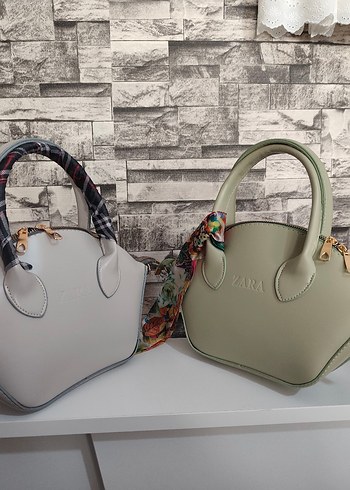 Gri Deri Kadın Çanta - Zara - Görsel 5