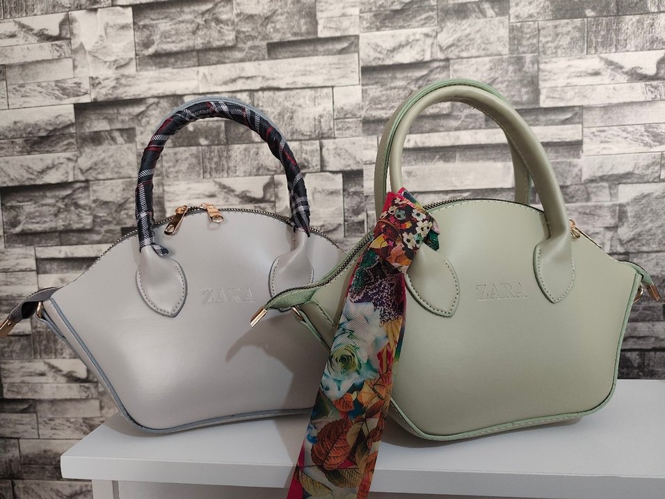 Gri Deri Kadın Çanta - Zara - Görsel 3